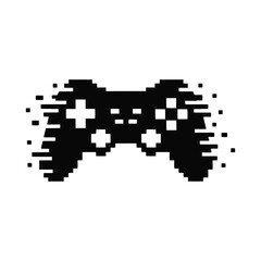 Fototapeta premium Pixelated video game controller silhouette isolated on white background
