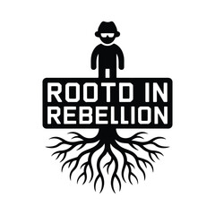 Obraz premium Rooted in rebellion silhouette logo isolated on white background