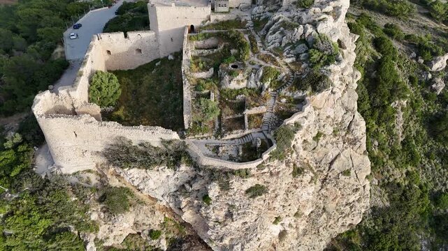 Aerial drone footage of Kritinia Castle