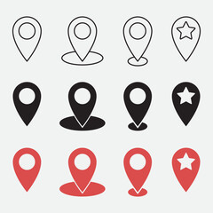 Set of Map Pin and Location Marker Icons in Flat Style