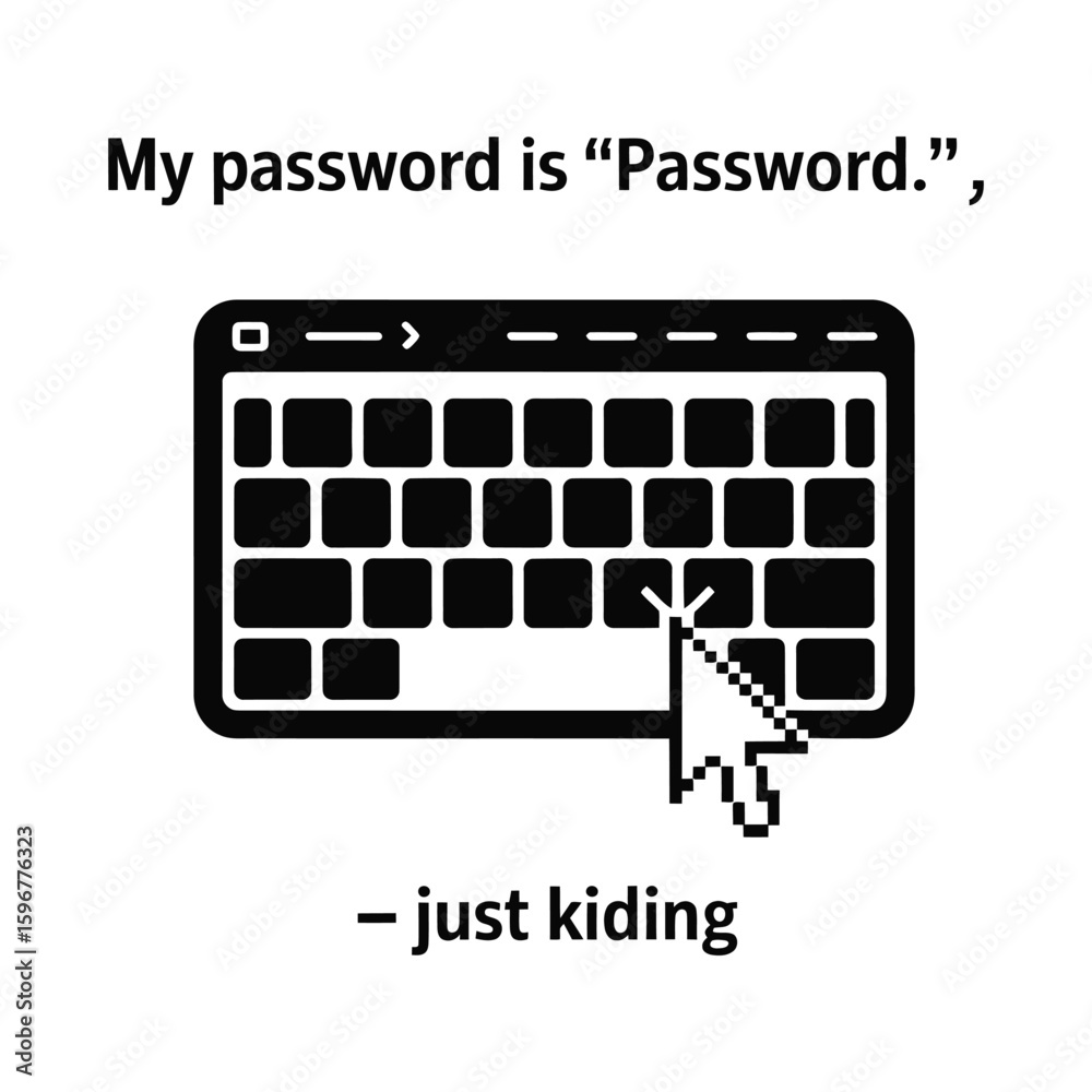 Fototapete keyboard silhouette with text about password security isolated on white background