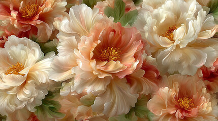 Cream and peach floral background in soft painterly style