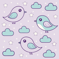 Naklejka premium Adorable Cartoon Blue Bird Illustration for Children s Book or Design