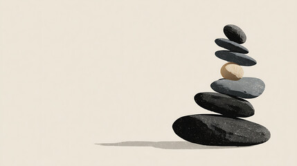 Stacked smooth stones balanced precariously on a light neutral background balanced stones stacked rocks