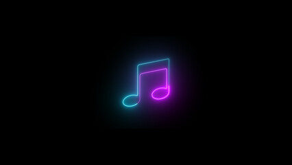 Music neon icon, neon light Music icon.