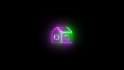 Home icon, neon glowing Home icon, 