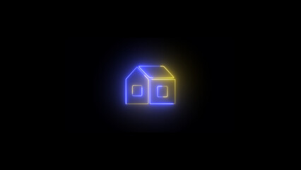 Home icon, neon glowing Home icon, 