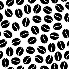 Obraz premium Black coffee beans pattern on white background vector