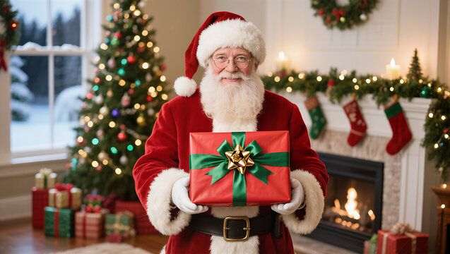 santa claus with christmas gifts