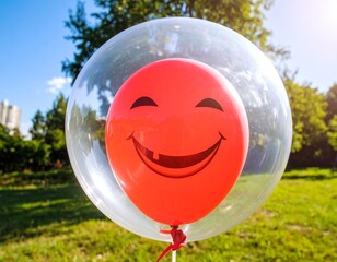 red balloon with a smile