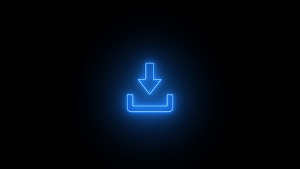 upload neon icon, Glowing neon download icon illustrating digital data transfer and accessibility