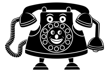 retro telephone on white background