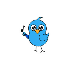 Cute Vector of a Happy Bluebird with a Worm and a Bow