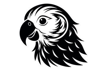 parakeet head black and white silhouette