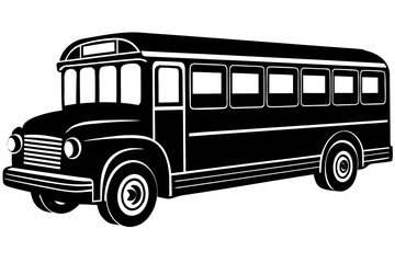 school bus icon black and white silhouette