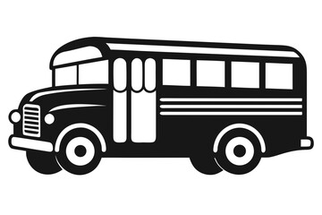 school bus icon black and white silhouette