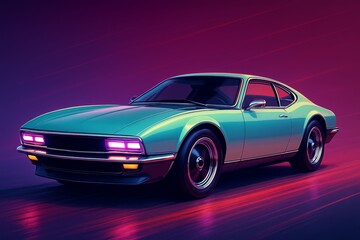 Retro-Future Sports Car Dynamic Low-Angle Concept