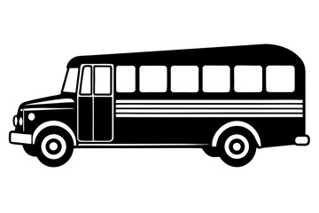 school bus icon black and white silhouette