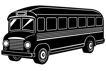 school bus icon black and white silhouette