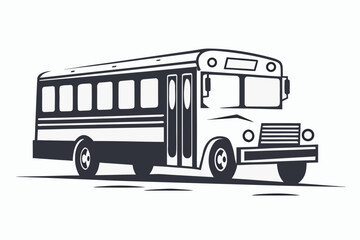 school bus icon black and white silhouette