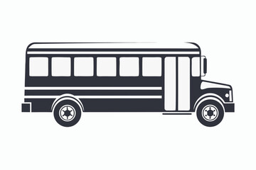 school bus icon black and white silhouette