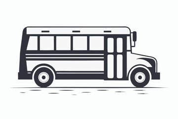 school bus icon black and white silhouette