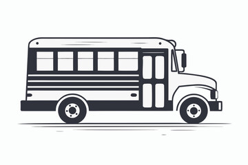 school bus icon black and white silhouette