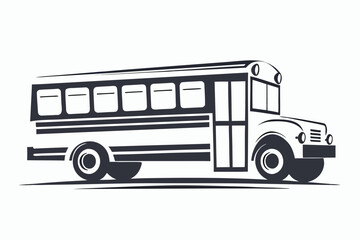 school bus icon black and white silhouette