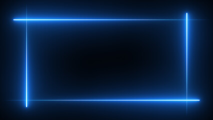 neon rectangular frame. Glowing LED light border. Neon glowing line frame