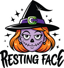 Resting Witch Face Funny Halloween vector