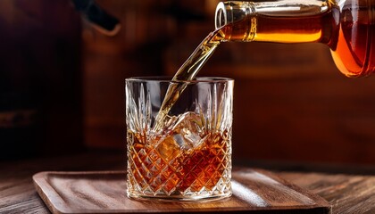 rum being poured from a bottle into a glass