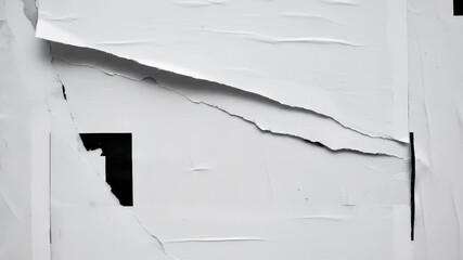 Torn White Paper Texture with Black Rectangle and Copy Space - Powered by Adobe