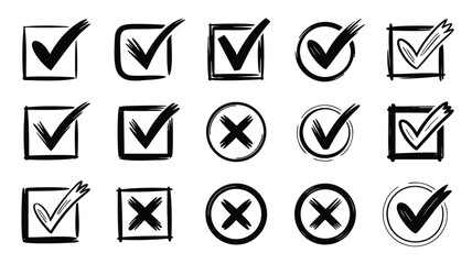 Checklist Icons: Checkmarks, Crosses, and Tick Boxes for Presentations and Websites