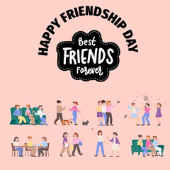 happy friendship day logo, vector, illustration  