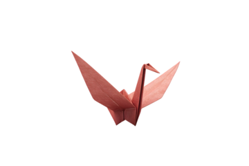 Origami paper crane, isolated on a white background, in a simple style, with a transparent PNG 