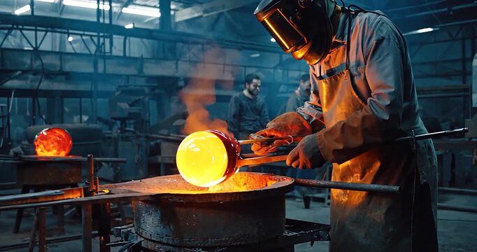 Metalworker in foundry