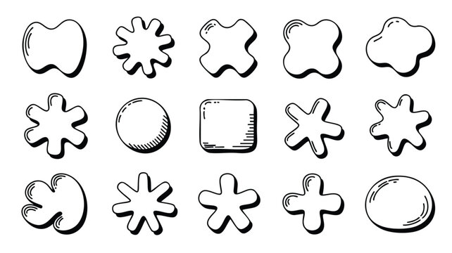 Collection of Hand-Drawn Irregular Shapes: Design Elements