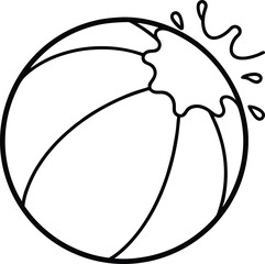 Beach Ball with Splash Lines Outline Drawing