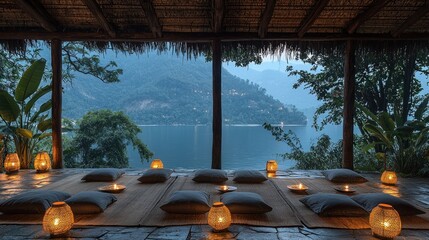 Tranquil Lakeside Meditation Pavilion: A Serene Escape
