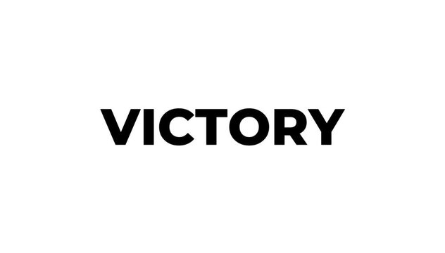 Bold victory text effect animation with dynamic glowing motion, vibrant typography, and cinematic celebration reveal