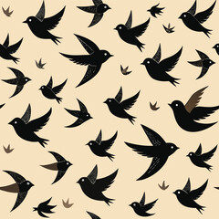 Circular Design Featuring Two Birds on a Branch with Flowers and Leaves