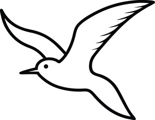 Seagull Flying Over Ocean Line Artwork