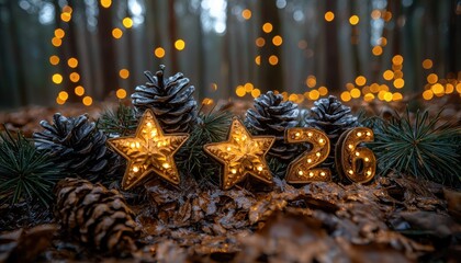 Enchanted Forest Christmas:  Stars, Pinecones, and Festive Lights Illuminate December 26th