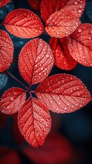 Crimson Dewdrops: A Symphony of Autumn Leaves