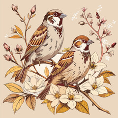Celestial Birds and Constellations Night Sky Pattern