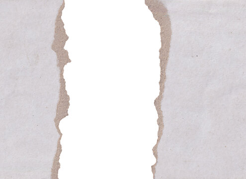 Torn Paper Vertical Border Freame on png Background - Distressed Cardboard Texture with Copy Space for Message and Design,  Kraft paper , 