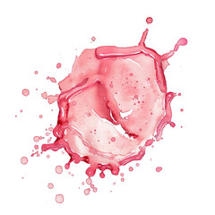 Pink liquid splash frozen in motion isolated on transparent background