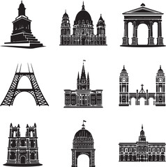 Abstract geometric shape with vibrant color accents and silhouette element