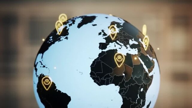 Animated Globe Displaying Podcast Episode Markers Across Multiple Countries