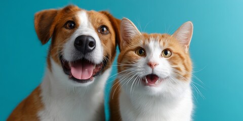 a happy cat and dog